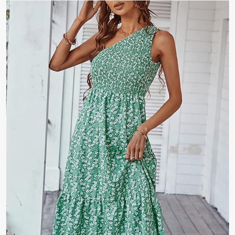 Green Floral Women's Dress - Picture 7 of 9